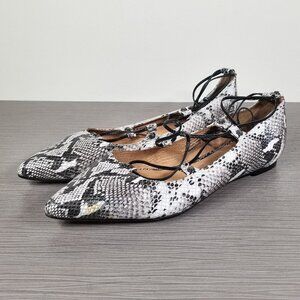 Halogen Owen Ghillie Flat. Snakeskin Black & White Print, Womens Size 9.5 M